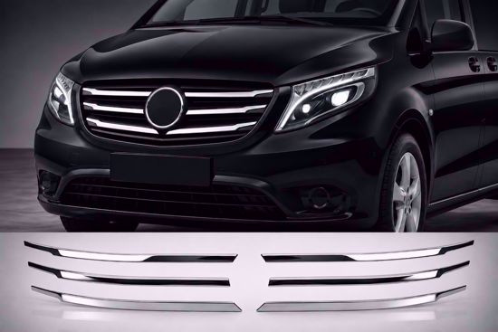 RVS grill lijsten Mercedes eVito W447 2024-heden – 6-delig