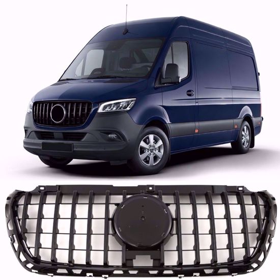 Mercedes Sprinter W907 W910 2018-2026 met Panamericana grill zwart hoogglans